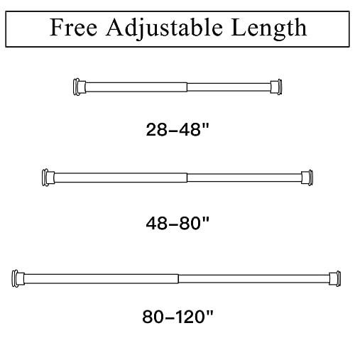 RYB HOME Short Tension Curtain Rod 1 Inch Diameter Rustproof Adjustable Length Heavy Duty Easy Install for Farmhouse Kitchen Doorway Bathroom Outdoor Nursery Cafe, 28 to 48 Inch, Matte Black