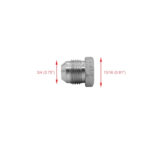 Image of (2-PACK) 2408-08 Hydraulic Hose Adapter Fitting Tube Plug & Cap 1 /2 inch Male JIC 37 (3 /4 inch-16UNF) SAE Carbon Steel