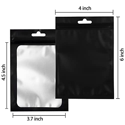 Resealable Bags for Food Storage 350 Pieces Reusable Bags with Clear Window (4×6Inch Black) Edible Sealable Packaging Bags for Small Business Christmas