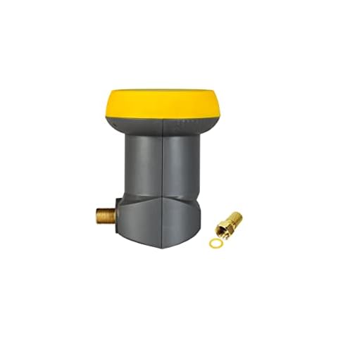 HUMAX Digital Single-LNB Gold, Satelliten universal LNB, LTE-Filter, 1 Teilnehmer inkl. Wetterschutzhülle und vergoldeter F-Stecker, für digitales Fernsehen in HD, Full HD, 4K UHD und 8K, schwarz/gelb Cover