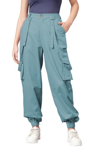 Image of KOTTY Women's High Rise Relaxed || Straight || Joggers Fit Cargo's for Pants || Trousers