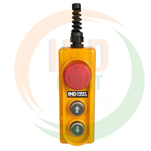Image of IND Electric Hoist Remote Switch Replacement with Emergency Stop Button | Extended Wired Remote Control for Mini Electric Hoist, Winch & Mini Crane | Easy Installation, Safe & Durable Control Pendant