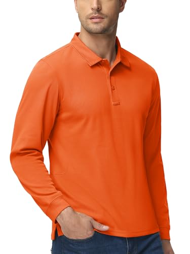 Image of MAGCOMSEN Men's Long Sleeve Golf Polo Shirts Collared Athletic Quick Dry Lightweight Work Shirts