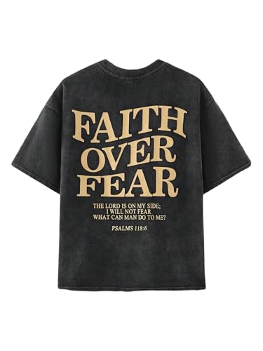 Boy's Letter Graphic Tees Short Sleeve Crew Neck Washed Casual T-Shirt