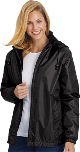 totes Womens Rain Jacket with Hood Rain Coat for Women Waterproof Womens Coats,Black,2X