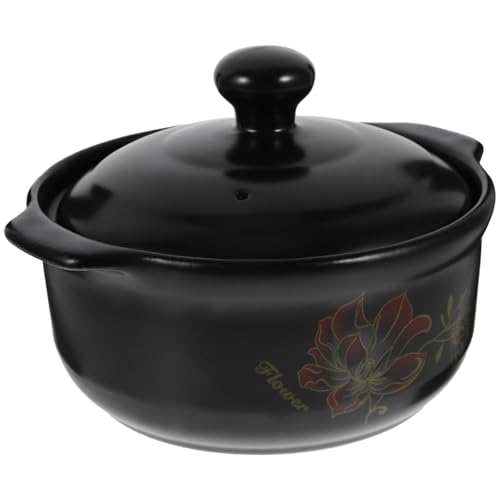 TIKODIDA Olla de Cerámica para Cocción Lenta y Guisados, Diseño Elegante y Función de Calentamiento Rápido, para 1-2 Personas, Uso en Cocina Doméstica a Gas