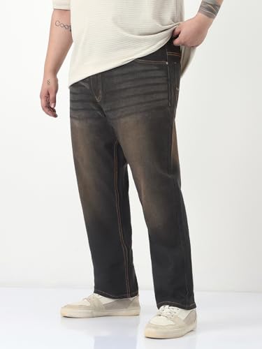 Image of Urbano Plus Men's Straight Fit Heavy Washed Jeans Stretchable
