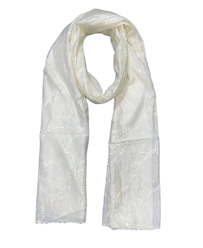 Image of LKC WOMEN'S SEQUENCE EMBROIDERED SELFDESIGN SOFT COTTON CHANDERI DUPATTA