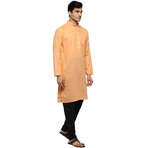 Image of Royal Kurta Men's Cotton Knee long full Sleeve Solid Straight Kurta Pyjama Set