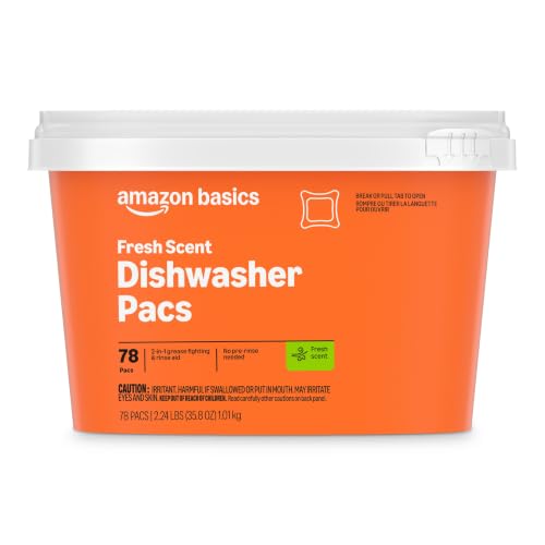 Amazon Basics Dishwasher Detergent Pacs, Fresh Scent, 78 Count