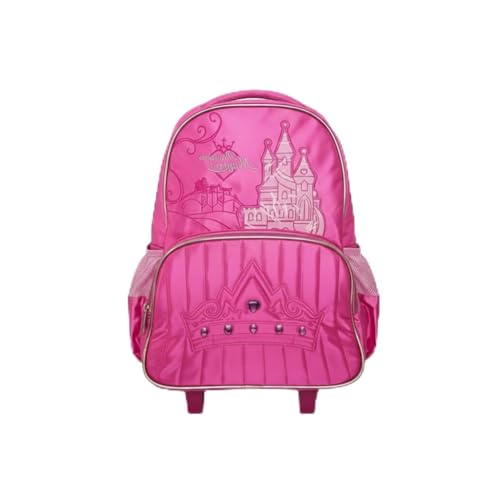 Kit Mochila Castelo Luzinha Piscante De Rodinhas Escolar Infantil 3 Peças Com Estojo e Lancheira Térmica