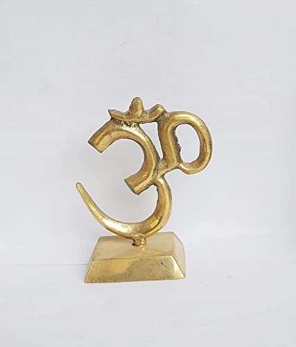 Estatua metálica Om dorada para decoración y altar miniatura 2