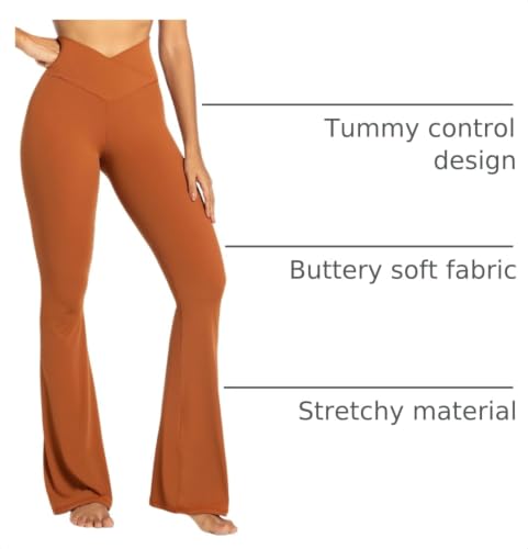 Image of Sunzel Flare Leggings, Crossover Yoga Pants with Tummy Control, High-Waisted and Wide Leg