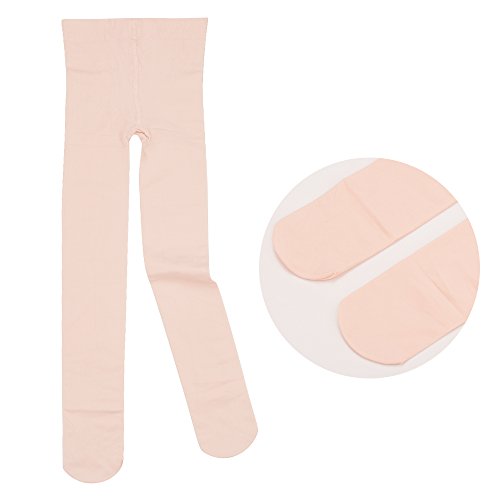 Bezioner 2 Paar Kinder Ballett Strumpfhose Tanzstrumpfhose mit Fuss fur Kinder und Damen,Apricot 2 Paar,M