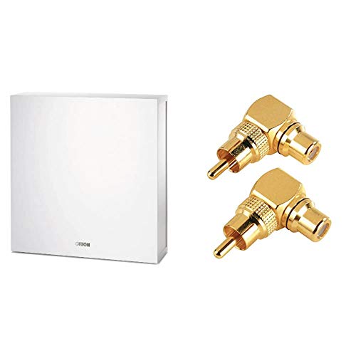 ASF 75 SC aktiver Subwoofer (60/120 Watt) Weiss (Stück) & Hama Audio-Adapter Cinch-Anschluss-Set 90°