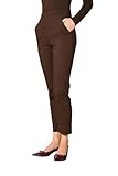Goldenpoint Donna Pantaloni Straight Fantasia Geometrica con Vita Elasticata e Tasche Laterali in Morbida Viscosa Taglia L Colore Marrone