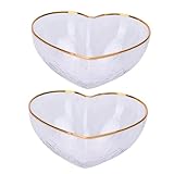 TOGEVAL 2 Stück Herzförmige Salatschüsseln aus Glas Teiliges Kreative Servierschalen für Salat...