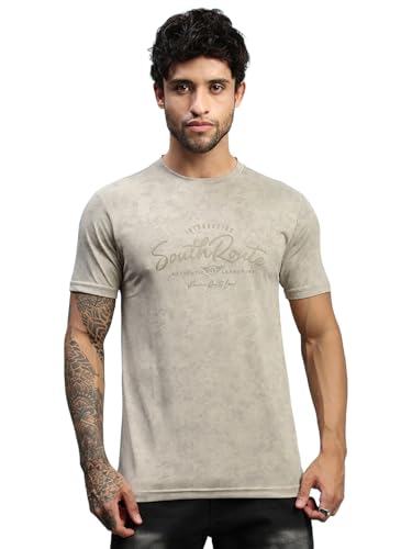 Image of Lux Nitro Men's Cloud Burst Printed Half Sleeve T-Shirt | Cotton Blend Round Neck Tee | Regular Fit Casual Wear