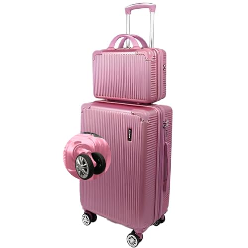 Mala de Bordo 10kg com Frasqueira Bagagem de Mão Expansivel Aprovada ANAC com 4 Rodas duplas 360° Cadeado AntiFurto TSA Mala de Viagem Alça Lateral com Divisória, Leve Resistente (Rosê)