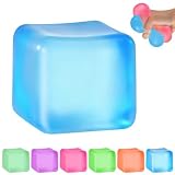 Stress Cube Squishy Fidget Toys, Cube Sensory Stress Balls for Adults Squeeze Toy for Classroom Prizes Party Favors (Blue)