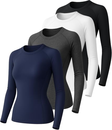 Compression Shirts Woman's Athletic Workout Undershirt Dry Fit T-Shirt for Gym Running Short Long Sleeve Tops