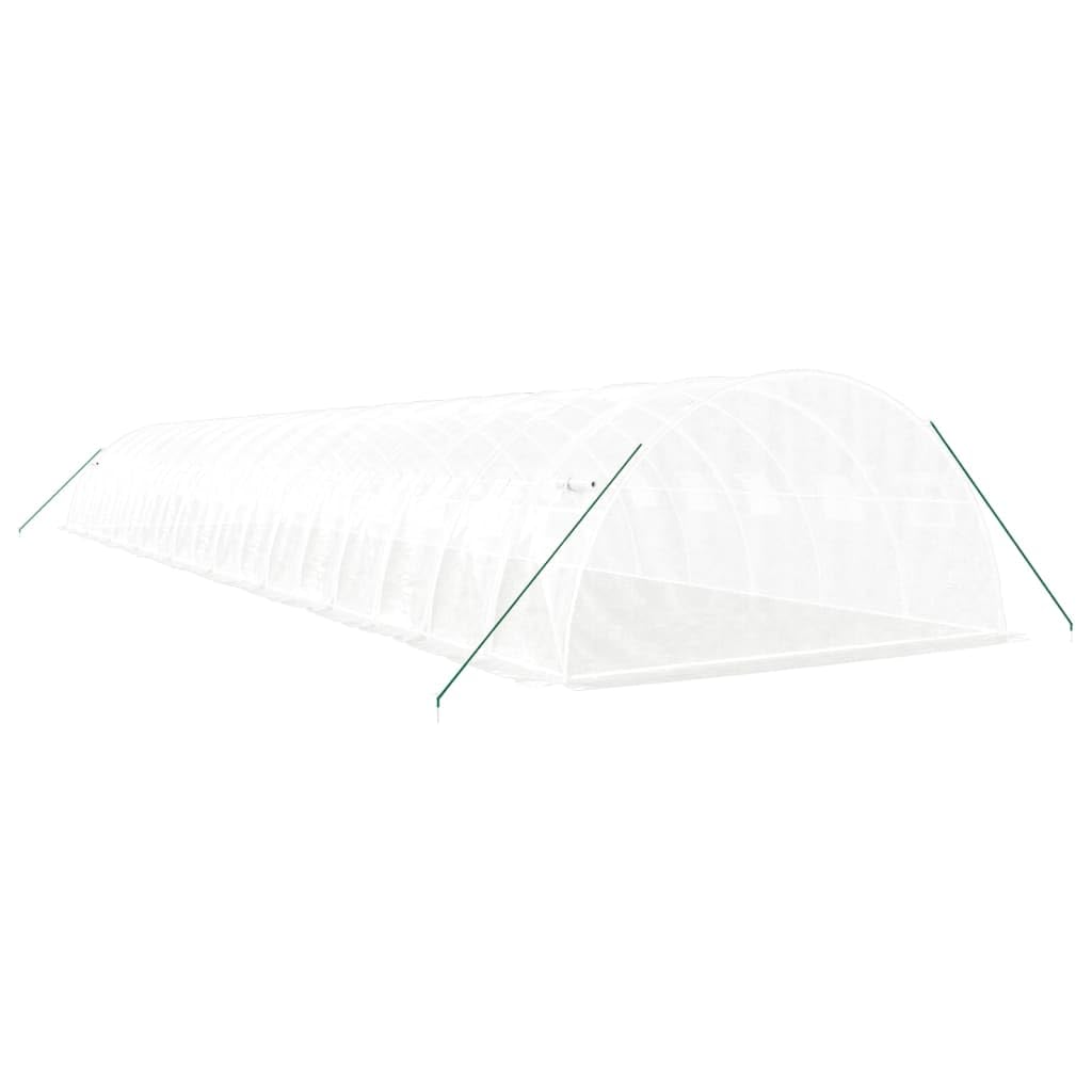 Szklarnia ze stalową ramą, biała, 72 m², 18 x 4 x 2 m, PE 140 g m², tunel foliowy do szklarni pomidorów, inspektów, uprawy, ochrona przed zamarzaniem, wentylacja, ogród i taras