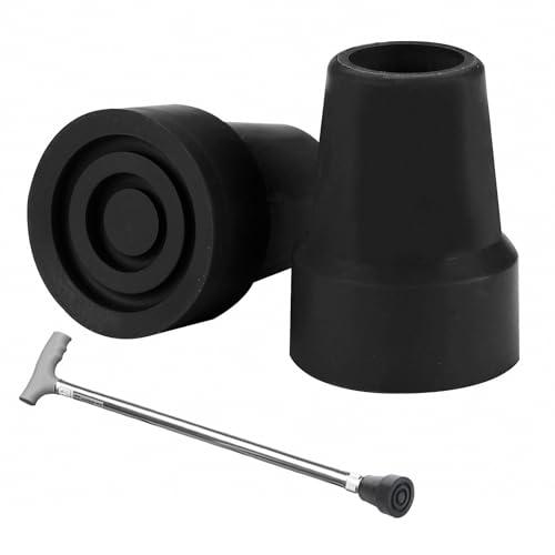 2 Pcs Walking Stick Rubber Ends 19mm Durable Crutches Rubber Ends Non-Slip Walking Stick Ferrules Extra Widen Safety End Caps for Canes for Elderly Adult Kids Hiking Crutches Canes(Black)