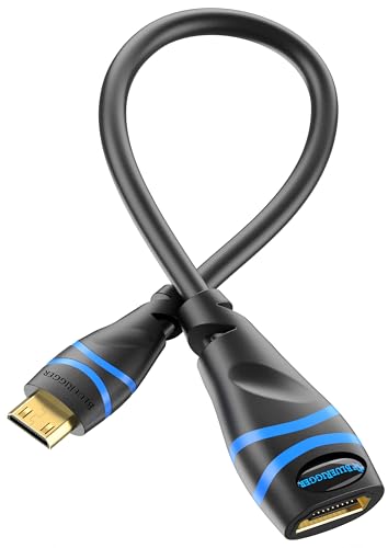 BlueRigger Mini HDMI to HDMI Adapter (4K 60Hz HDR, High Speed,Male to Female) - Compatible with DSLR Camera, Camcorder, Graphics/Video Card, Raspberry Pi Zero W