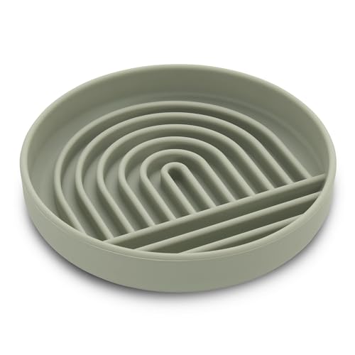 NALACAL Silicone Slow Food Dog Bowls, Puzzle Pet Food Bowl Bloat Stop Anti Gulping Nonslip with Suction Cups, Slow Down Pet Eating Speed for Small Medium Dogs (Green)