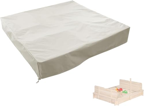 Sandbox Cover, 420D Oxford Cloth Waterproof Outdoor Square Sand Box Cover for Kids, Protect Sandbox Sand and Toys?Khaki?60'' W×60'' D×8'' H?