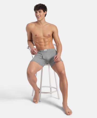 Jockey 8008 Men's Super Combed Cotton Boxer Briefs (Pack of 2, Gray) - Image 7