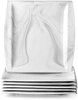 MALACASA, Series Blance, Marble Grey Dinnerware Plates Porcelain Dinner Set with 6-Piece Dinner Plates(26.5*26*2.5cm), Service for 6