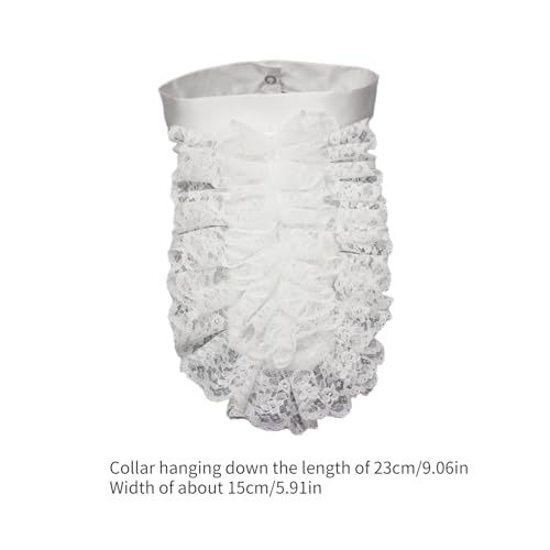 Victorians Colonial Ruffle Lace Jabot False Collar Necktie Steampunk Medieval Costume Shirt Front Detachable Neck Collar, As Pictures Shown3