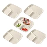 Genérico Teller mit Trennwänden, 3-teiliges Tablett, 5-teiliges Set mit Trennwänden, für Erwachsene, Hausküche, Obst, Gemüse, Salat, Reis, Käse und Kuchen