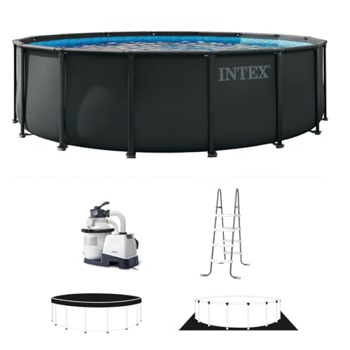 Image of INTEX 26325EP 16ft X 48in Ultra XTR Frame Deluxe Above Ground Swimming Pool Set with 1500 GPH Sand Filter Pump, Removable Ladder, Ground Cloth, Pool Cover, SuperTough, Puncture and Rust Resistant