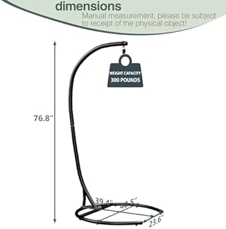 Hammock Stand Only Max 300lbs Hammock Chair Stand Only Heavy Duty Hanging Chair Stand Only 360 Degree Rotation C Stand Frame for Egg Chair Indoor Outdoor Porch Swing, Black