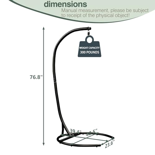 Hammock Stand Only Max 300lbs Hammock Chair Stand Only Heavy Duty Hanging Chair Stand Only 360 Degree Rotation C Stand Frame for Egg Chair Indoor Outdoor Porch Swing, Black