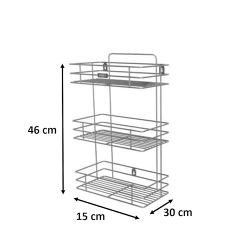 Image of Stainless Steel 3 Layer Kitchen Storage Rack | Multipurpose Organizer Shelf for Kitchen, Pantry & Bathroom | Heavy Duty Rust Resistant Basket