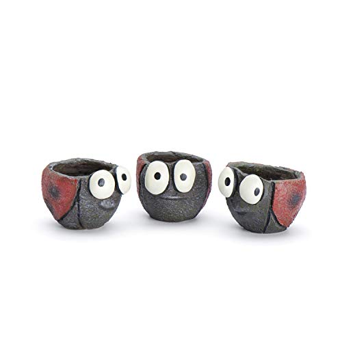 Georgetown Home and Garden Baby Ladybug Planters by Blobhouse, Decorative Planters w/Drain Hole Statue for Home Outdoor Garden Lawn & Indoor Art Accent Sculpture (Set of 3 Pieces)