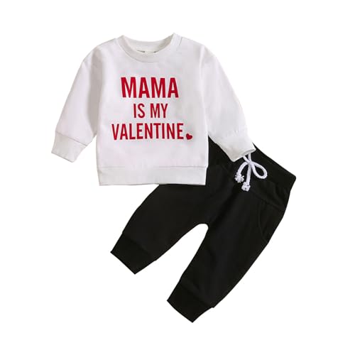 Ropa infantil informal para otoño con camiseta manga larga niño y pantalones estampados letras