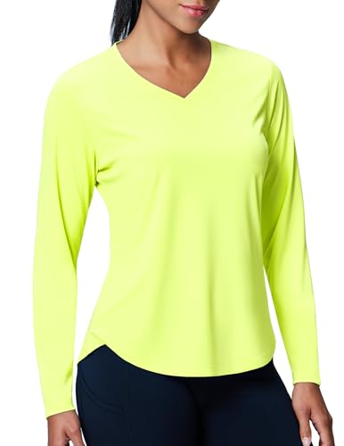 Image of MIER Womens Long Sleeve Sun Shirt UPF 50+ Quick Dry V-Neck Workout Tops