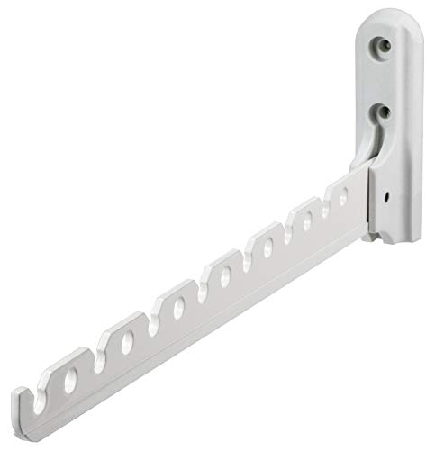 Gedotec superficie gancho ropa gancho perchero perchero abatible ALISA | Longitud 330 mm | Aluminio recubierto blanco | Gancho plegable perchas | 1 pieza - perchero de pared para balcones y armarios