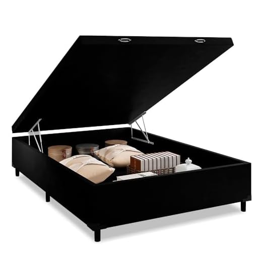 Cama Box com Baú Casal com 38cm de Altura Prince Preto