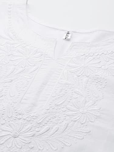 Image of YUFTA Women White Floral Chikankari Kurta (1230KURWH )