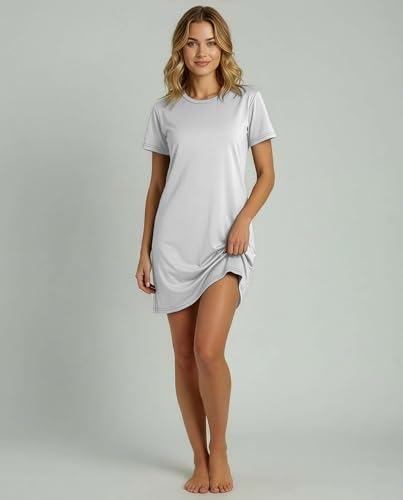 Image of Real Essentials 3 Pack: Women's Cotton Short Sleeve Nightgown Nightshirt Sleepshirt Ladies Sleepwear (Available in Plus Size)