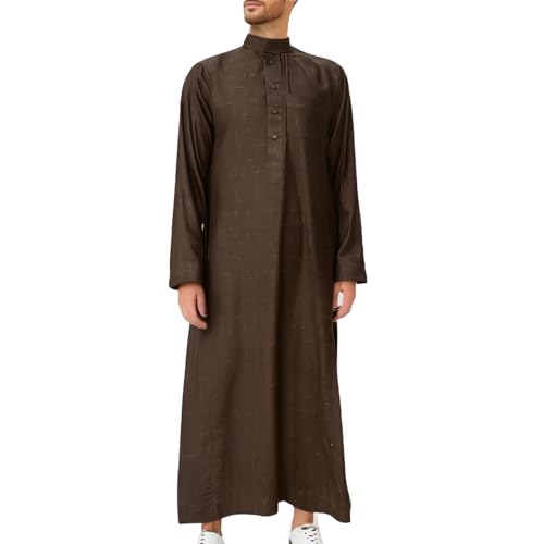 Foweknow Abaya musulmana para hombres ropa árabe islámica abaya camisón ramadán ropa de oración ropa islámica Oriente Medio árabe camisa bronceadora túnica África Dashiki Blusa, caqui, 56