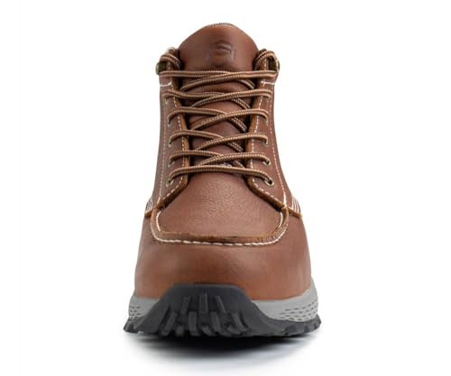 SUREWAY Men's Work Boots Brown Black | Lightweight Casual Wedge Soft Moc Toe - Comfort Insole, Oil/Slip Resistant, Construction Industrial Safety Working Boots3