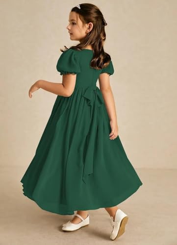 JISISANG Dresses for Girls Long Chiffon Flower Girl Dress Bridesmaid for Wedding with Sleeve Fromal Kid Dress for Teens2