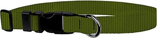 Image of Dog Collar - Colored Adjustable Pet Collars, 3 /4 Inch Wide, Small, Olive Drab