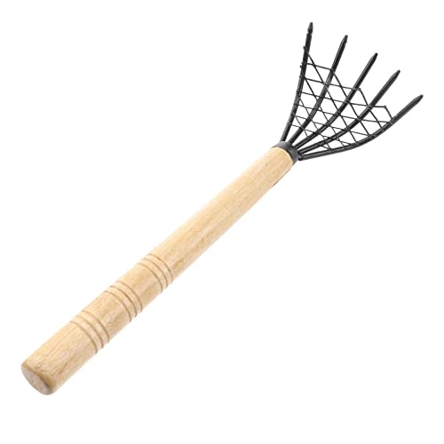Rastrillo de garra pequeño con red de malla, rastrillo de mano japonés de 15 pulgadas, rastrillo de garra de almejas, mango largo, excavador de almejas, accesorios de excavación de mariscos for rastri